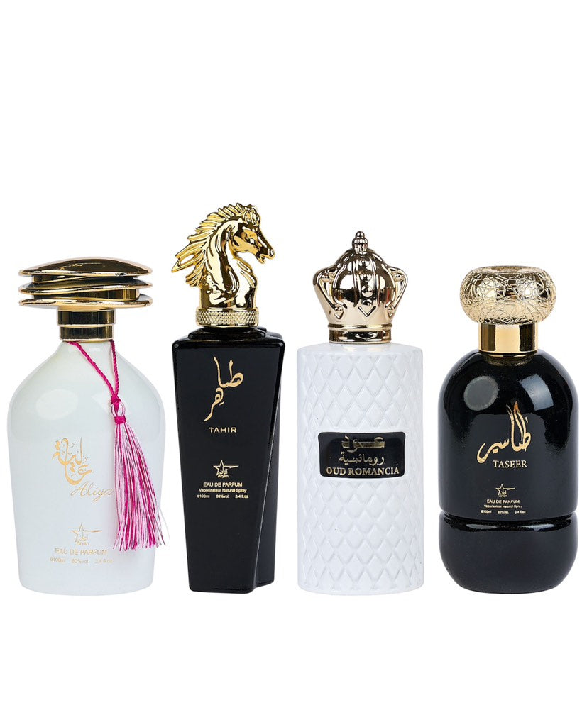 Set 4 Parfumuri Orientale ( 2xDama + 2xBarbat) - Aliya + Tahir + Oud Romancia + Taseer