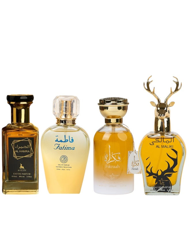 Set 4 Parfumuri Orientale (2xDama + 2xBarbati) - Al Hamra + Fatima + Fikrah + Maliki