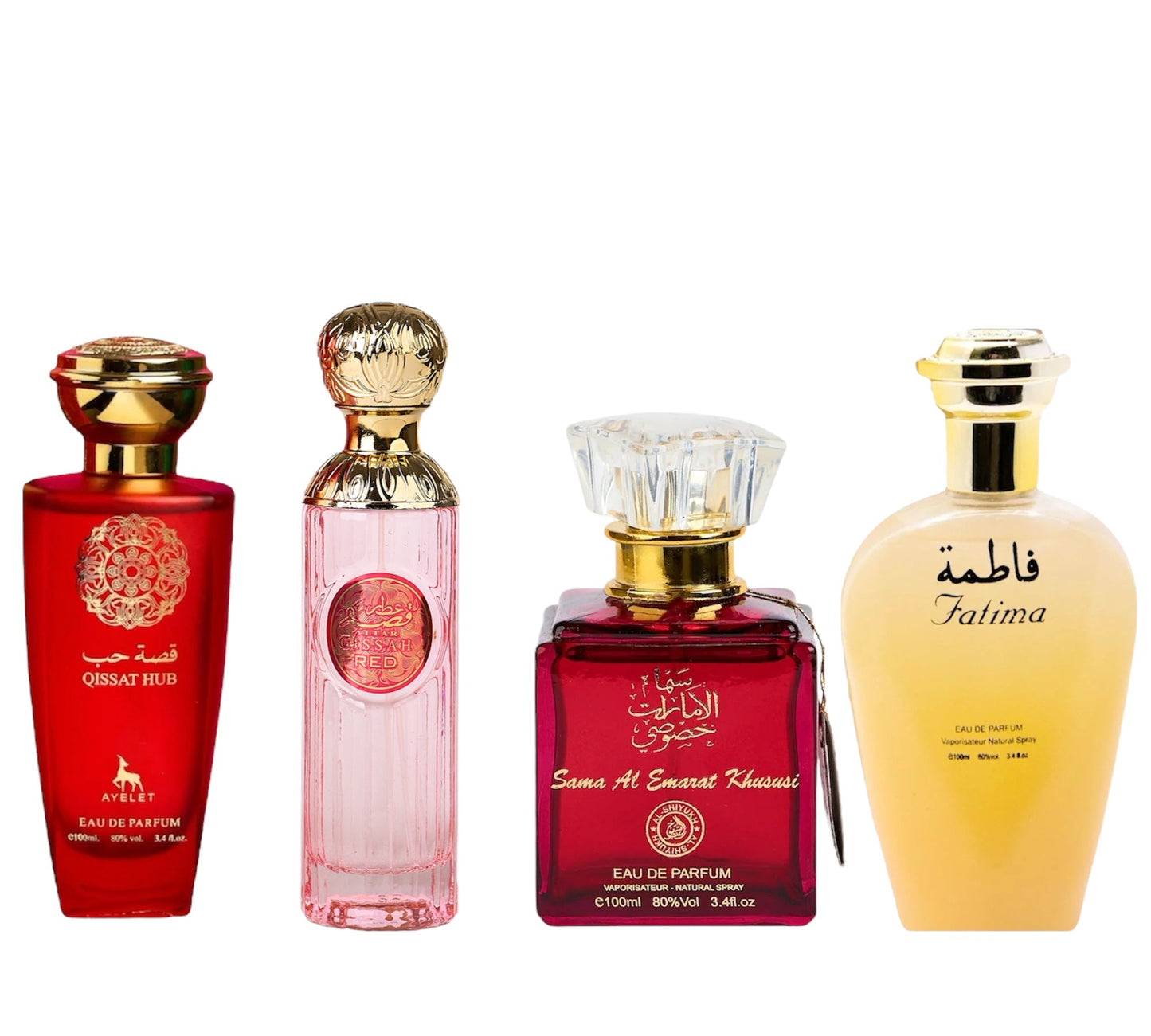 Set 4 Parfumuri Orientale de Dama - Qissat Hub Red + Attar Gissah Red + Sama Al Emarat + Fatima