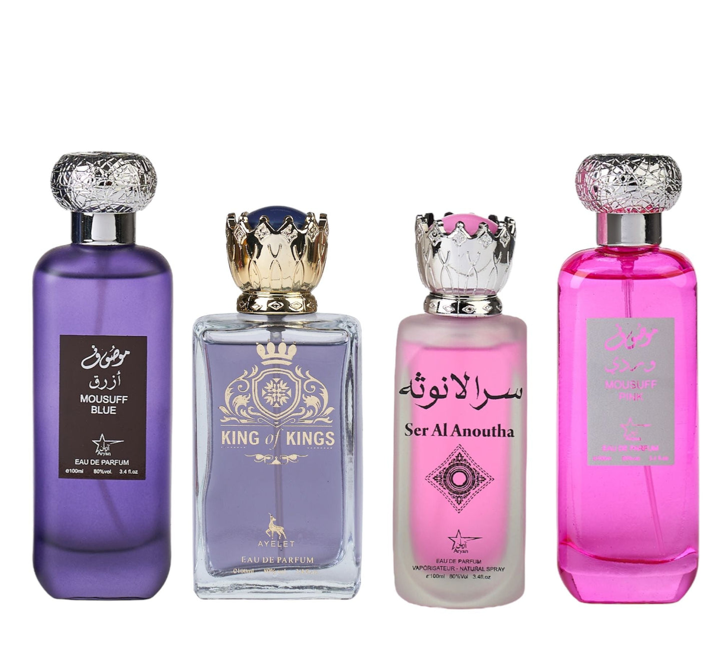 Set 4 Parfumuri Orientale ( 2xDama + 2xBarbat ) - Mousuff Blue + King of Kings + Anoutha + Mousuff Pink