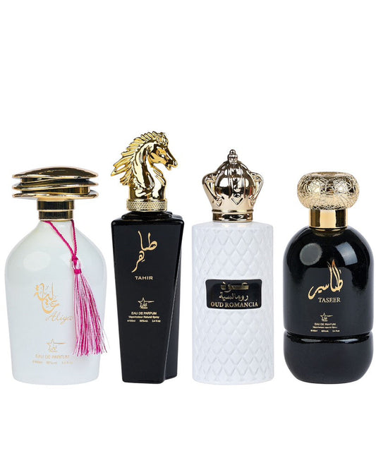 Set 4 Parfumuri Orientale ( 2xDama + 2xBarbat) - Aliya + Tahir + Oud Romancia + Taseer