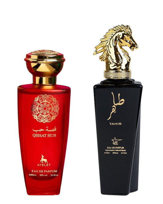 Set 2 Parfumuri Orientale (Dama + Barbat) - Qissat Hub Red + Tahir