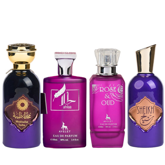 Set 4 Parfumuri Orientale ( 2xDama + 2xBarbat) - Mukhallat Taiba + Ahlaa + Rose&Oud + Sheik
