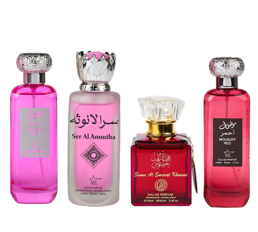 Set 4 Parfumuri Orientale De Dama - Mousuff Pink + Anoutha + Emarat + Mousuff Red